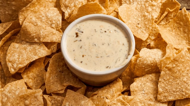 Bud's White Queso & Chips.